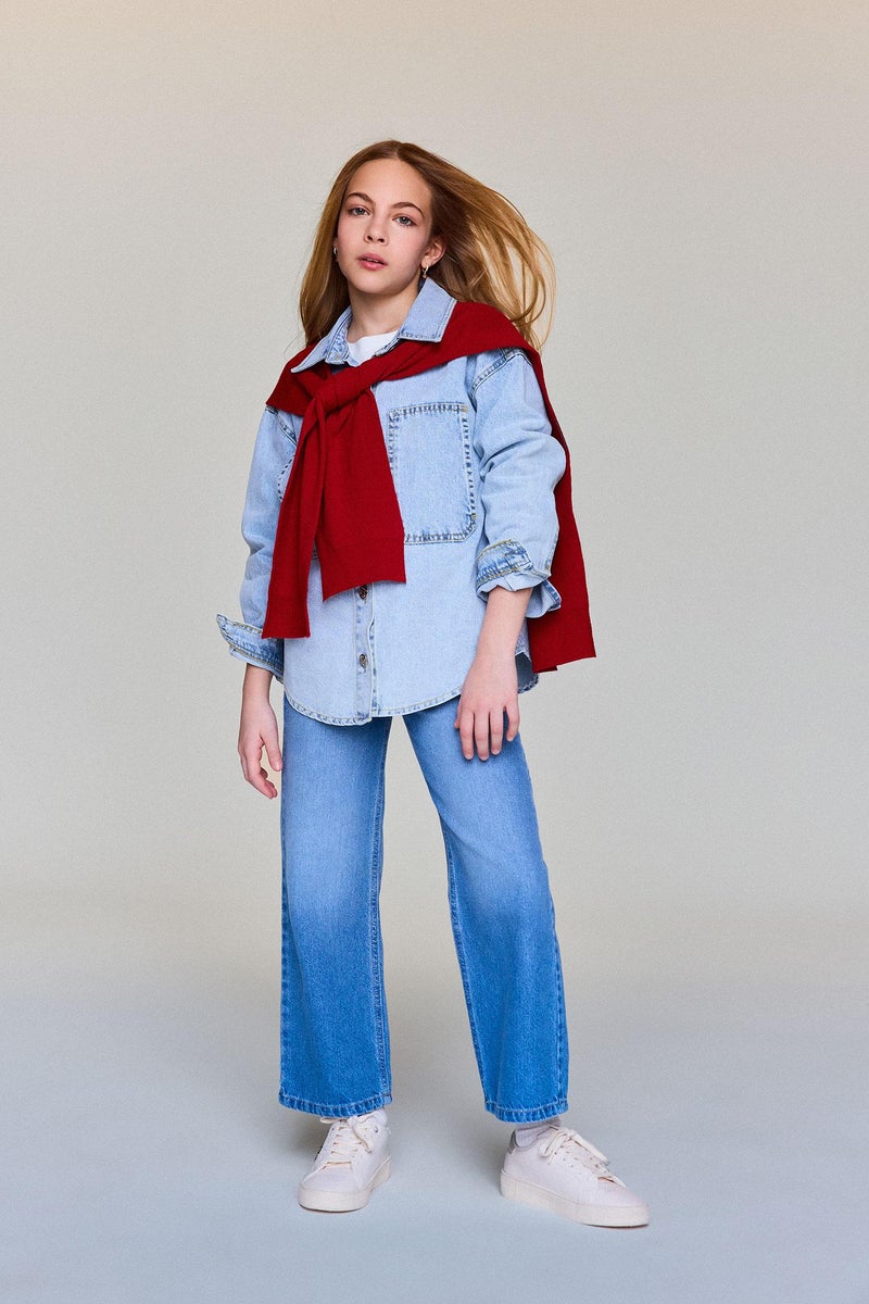 DeFacto Blue Girl Girl 90's Wide Leg Wide Leg Jeans Casual - Image 1